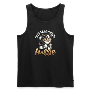 Australian Shepherd Dog Aussie Mom Aussie Dad - Men's Premium Organic Tank Top - black - Front - AI Model Male 178 light (178cm)