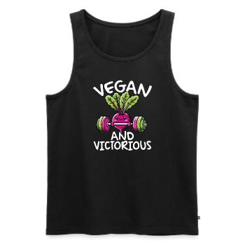 Vegane Und Siegreiche Lustige Pflanzliche Fitness - Männer Premium Bio Tank Top - Schwarz - Vorne - Michal (187cm)