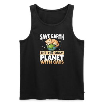 Ist der einzige Planet mit Katzen Earth Day - Männer Premium Bio Tank Top - Schwarz - Vorne - Michal (187cm)