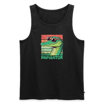 Papigator Vatertag bester Papa Alligator Alligator - Männer Premium Bio Tank Top - Schwarz - Vorne - Michal (187cm)