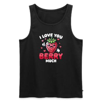 Je t’aime Berry beaucoup de jeu de mots sur la fraise sucrée - Débardeur bio Premium Homme - noir - Devant - Michal (187cm)