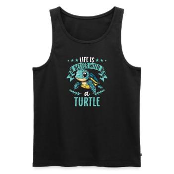 Das leben ist besser mit einer Schildkröte - süße - Männer Premium Bio Tank Top - Schwarz - Vorne - Michal (187cm)