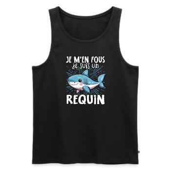 Je m’en fous je suis un requin - sweet shark - Débardeur bio Premium Homme - noir - Devant - AI Model Male 178 light (178cm)