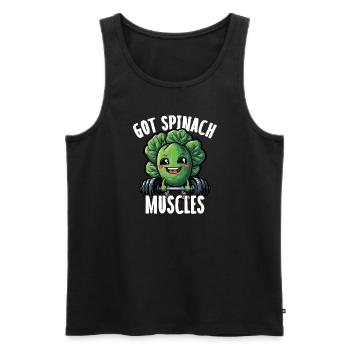 Got Spinat Muscle Funny Gym Workout - Männer Premium Bio Tank Top - Schwarz - Vorne - AI Model Male 178 light (178cm)
