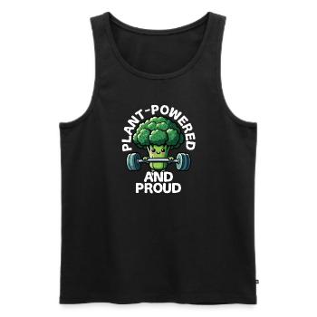 Pflanzlicher Und Stolzer Brokkoli Beim Heben Von - Männer Premium Bio Tank Top - Schwarz - Vorne - Michal (187cm)