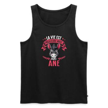 La vie est meilleure avec un ane - süße Esel - Männer Premium Bio Tank Top - Schwarz - Vorne - Michal (187cm)