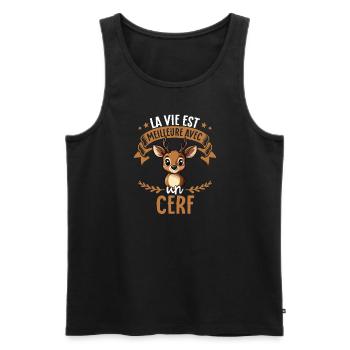 La vie est meilleure avec un cerf - sweet deer - Men's Premium Organic Tank Top - black - Front - Michal (187cm)