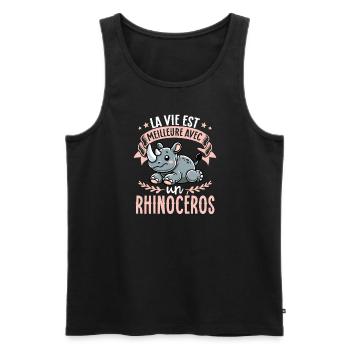 La vie est meilleure avec un rhinoceros - süßes - Männer Premium Bio Tank Top - Schwarz - Vorne - Michal (187cm)