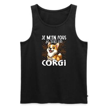 Je m’en fous je suis un Corgi - sweet corgi - Débardeur bio Premium Homme - noir - Devant - Michal (187cm)