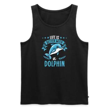 Life is better with a dolphin - sweeter - Men's Premium Organic Tank Top - black - Front - AI Model Male 178 light (178cm)