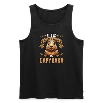 Das leben ist besser mit einem Capybara - süßes - Männer Premium Bio Tank Top - Schwarz - Vorne - Michal (187cm)