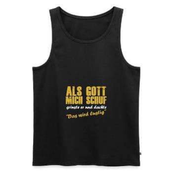 Als gott mich schuf schuf grinste er witzig - Männer Premium Bio Tank Top - Schwarz - Vorne - Michal (187cm)