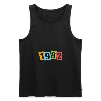 Geboren 1982 – Geburtstag mit großen bunten Zahlen - Männer Premium Bio Tank Top - Schwarz - Vorne - AI Model Male 178 light (178cm)