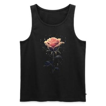 Rosa Rose - Männer Premium Bio Tank Top - Schwarz - Vorne - Michal (187cm)