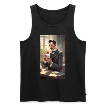 romantic Nikola Tesla science shirt - Men's Premium Organic Tank Top - black - Front - AI Model Male 178 light (178cm)