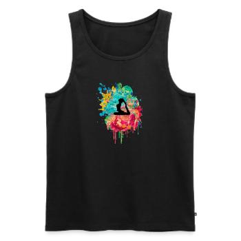 Yoga et Pilates dans PopArt - Débardeur bio Premium Homme - noir - Devant - Michal (187cm)
