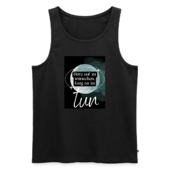 POSITIVE EINSTELLUNG MINDSET Motivation - Männer Premium Bio Tank Top - Schwarz - Vorne - Michal (187cm)