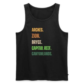 arches national park vintage Utah - Men's Premium Organic Tank Top - black - Front - AI Model Male 178 light (178cm)