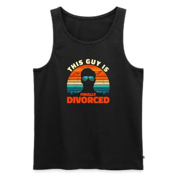 Finally Divorced - This Guy Is Free! - Men's Premium Organic Tank Top - black - Front - AI Model Male 178 light (178cm)