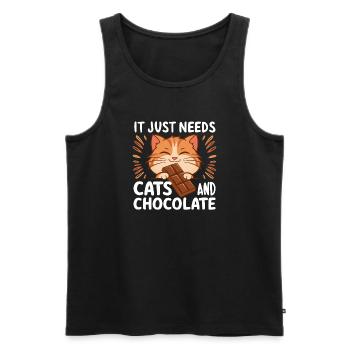 Chocolate Lover Cat Funny Saying Sweet Food - Men's Premium Organic Tank Top - black - Front - Michal (187cm)