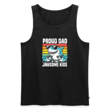 Fier papa de deux Jawsome Kids Famille requin Jeu de mots - Débardeur bio Premium Homme - noir - Devant - Michal (187cm)