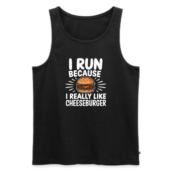 Je cours parce que j’aime beaucoup le Cheeseburger Jogging - Débardeur bio Premium Homme - noir - Devant - Michal (187cm)