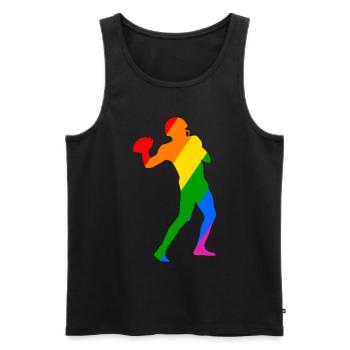 Rainbow Football Player - Men's Premium Organic Tank Top - black - Front - Michal (187cm)