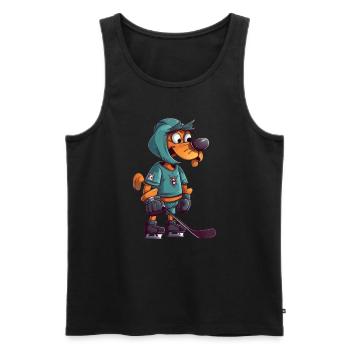 Chien de hockey sur glace - Débardeur bio Premium Homme - noir - Devant - Michal (187cm)