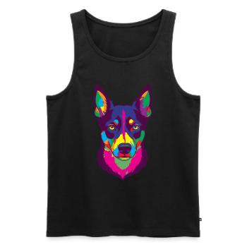Cadeau de chien Kelpie - Débardeur bio Premium Homme - noir - Devant - AI Model Male 178 light (178cm)