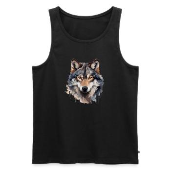 The Noble Wolf - Men's Premium Organic Tank Top - black - Front - Michal (187cm)