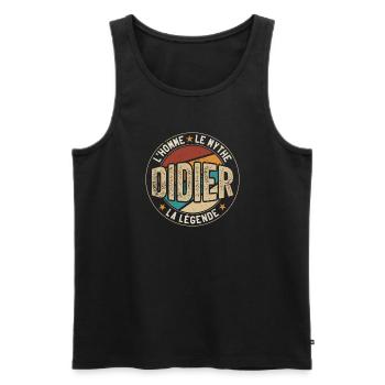 Didier Cadeau Humour Idée-cadeau pour un homme - Débardeur bio Premium Homme - noir - Devant - Michal (187cm)