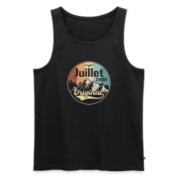 July 2000 Anniversary July 2000 July - Men's Premium Organic Tank Top - black - Front - AI Model Male 178 light (178cm)