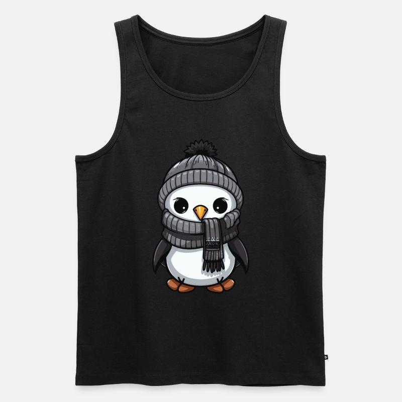 Pinguin Winter Comic Niedlich - Männer Premium Bio Tank Top - Schwarz