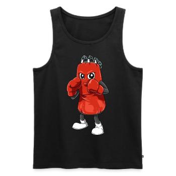 Lustiger Boxsack mit Boxhandschuhen - Männer Premium Bio Tank Top - Schwarz - Vorne - Michal (187cm)