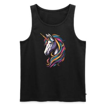 Buntes Einhorn - Männer Premium Bio Tank Top - Schwarz - Vorne - Michal (187cm)