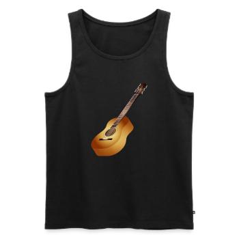 belle guitare acoustique 3D dans des tons chauds - Débardeur bio Premium Homme - noir - Devant - AI Model Male 178 light (178cm)