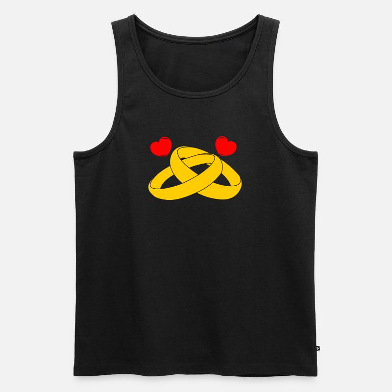 Goldene Eheringe mit Herzen - Männer Premium Bio Tank Top - Schwarz