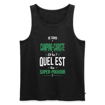 Je suis camping-cariste - Super-pouvoir - Débardeur bio Premium Homme - noir - Devant - Michal (187cm)