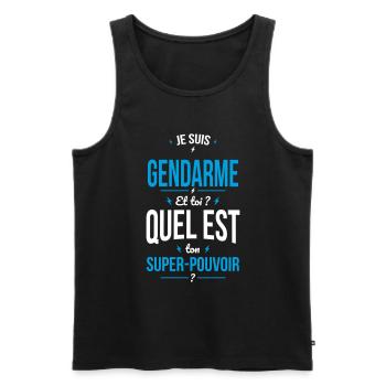 Je suis gendarme - Super-pouvoir - Débardeur bio Premium Homme - noir - Devant - AI Model Male 178 light (178cm)