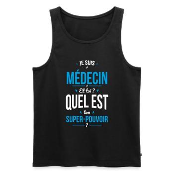 Je suis médecin - Super-pouvoir - Débardeur bio Premium Homme - noir - Devant - AI Model Male 178 light (178cm)