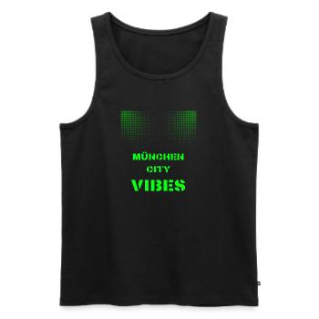 München City Vibes - Disco, Techno, Party, Club - Männer Premium Bio Tank Top - Schwarz - Vorne - Michal (187cm)