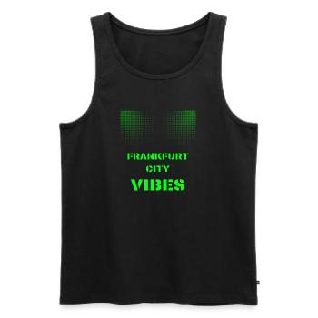 Frankfurt City Vibes - Disco, Techno, Party, Club - Männer Premium Bio Tank Top - Schwarz - Vorne - Michal (187cm)