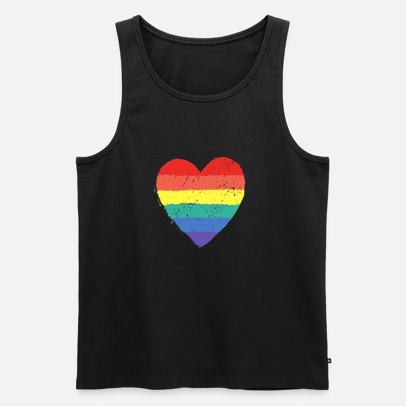 Rainbow Heart & Pride - Männer Premium Bio Tank Top - Schwarz