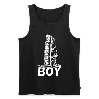 Funny windsurfer boy - Men's Premium Organic Tank Top - black - Front - AI Model Male 178 light (178cm)