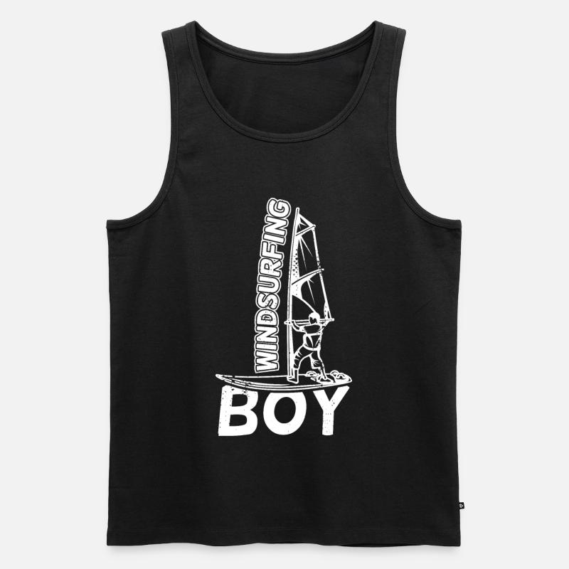 Lustiger Windsurfer Junge - Männer Premium Bio Tank Top - Schwarz