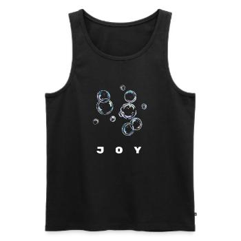 Joy Bubble Happiness Positive Energy Shirt - Men's Premium Organic Tank Top - black - Front - Michal (187cm)