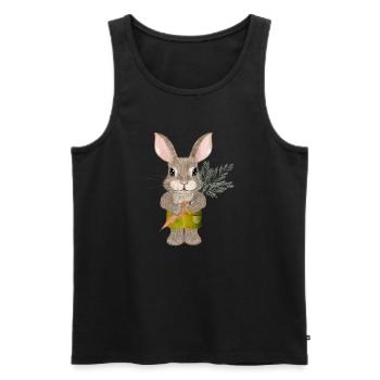 putziges Kaninchen mit Karotte und Shorts - Männer Premium Bio Tank Top - Schwarz - Vorne - AI Model Male 178 light (178cm)