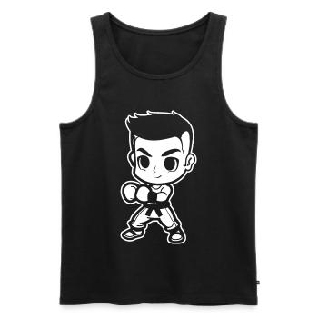 Cartoon Kickboxer - Men's Premium Organic Tank Top - black - Front - AI Model Male 178 light (178cm)