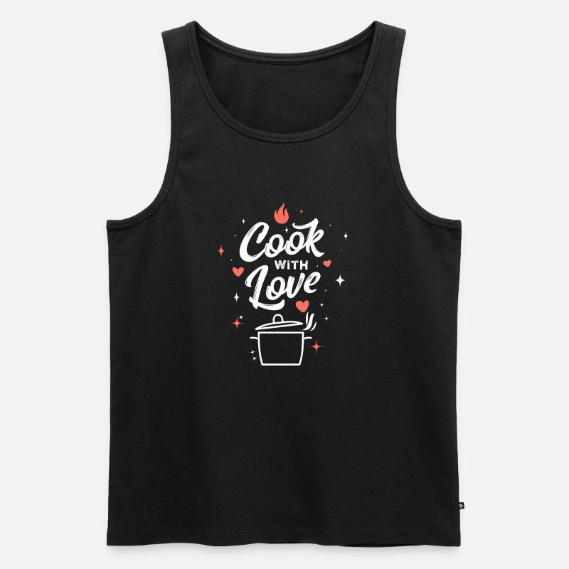 Kochen mit Liebe - Männer Premium Bio Tank Top - Schwarz