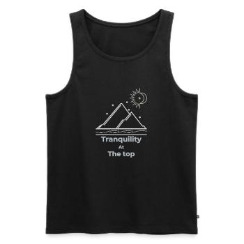 Tranquility at the top slow living - Men's Premium Organic Tank Top - black - Front - AI Model Male 178 light (178cm)
